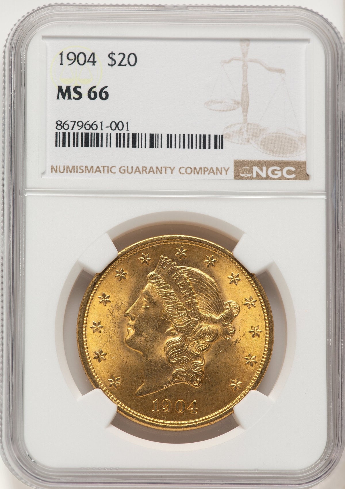 1904 $20 Liberty Liberty Double Eagle NGC MS66