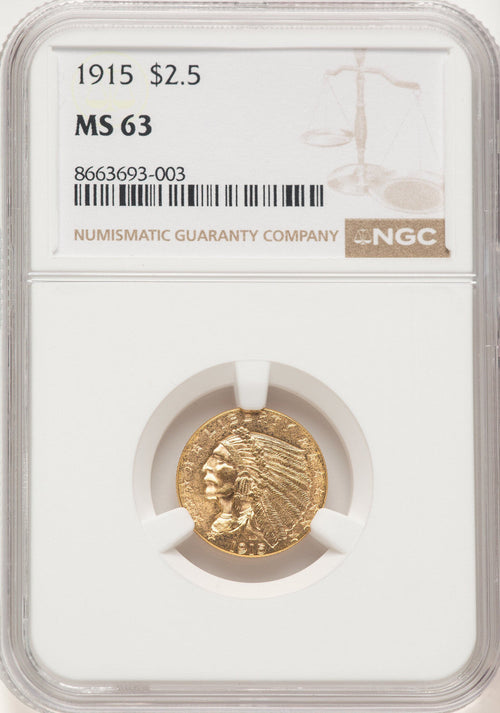 1915 $2.50 Indian Quarter Eagle NGC MS63