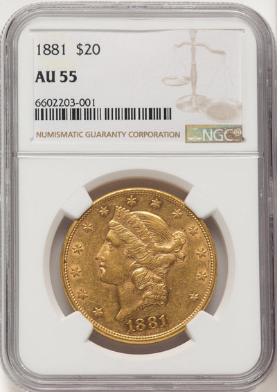 1881 $20 Liberty Double Eagle NGC AU55