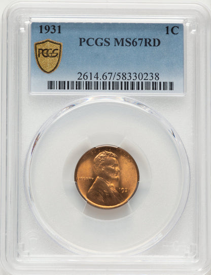 1931 1C RD Lincoln Cent PCGS MS67