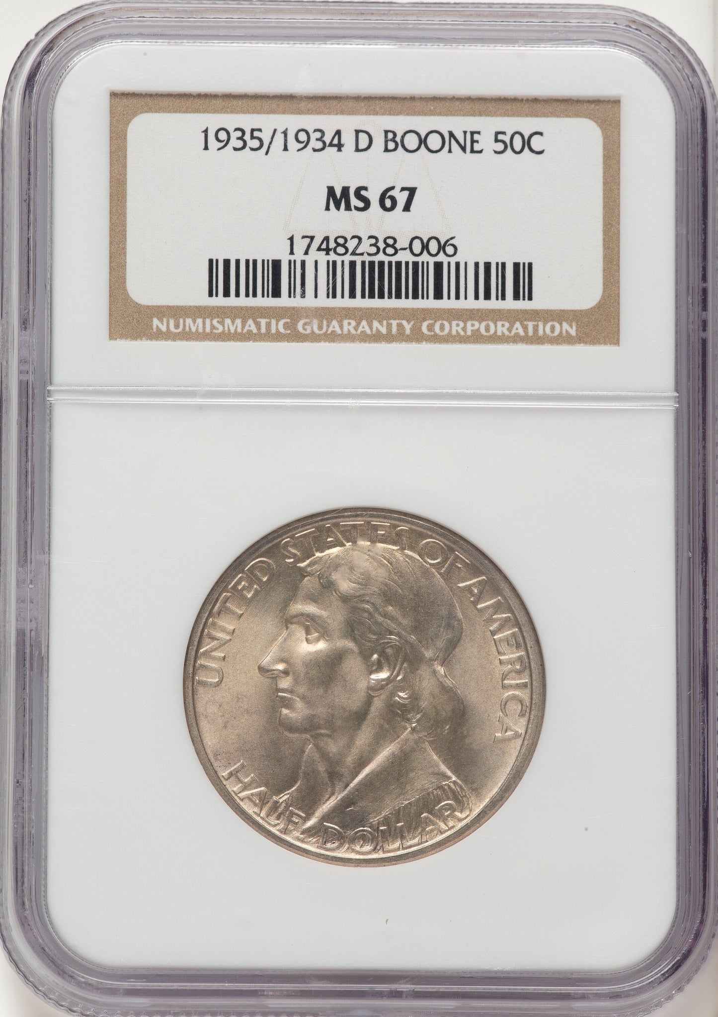1935/34-D 50C Boone Commemorative Silver NGC MS67