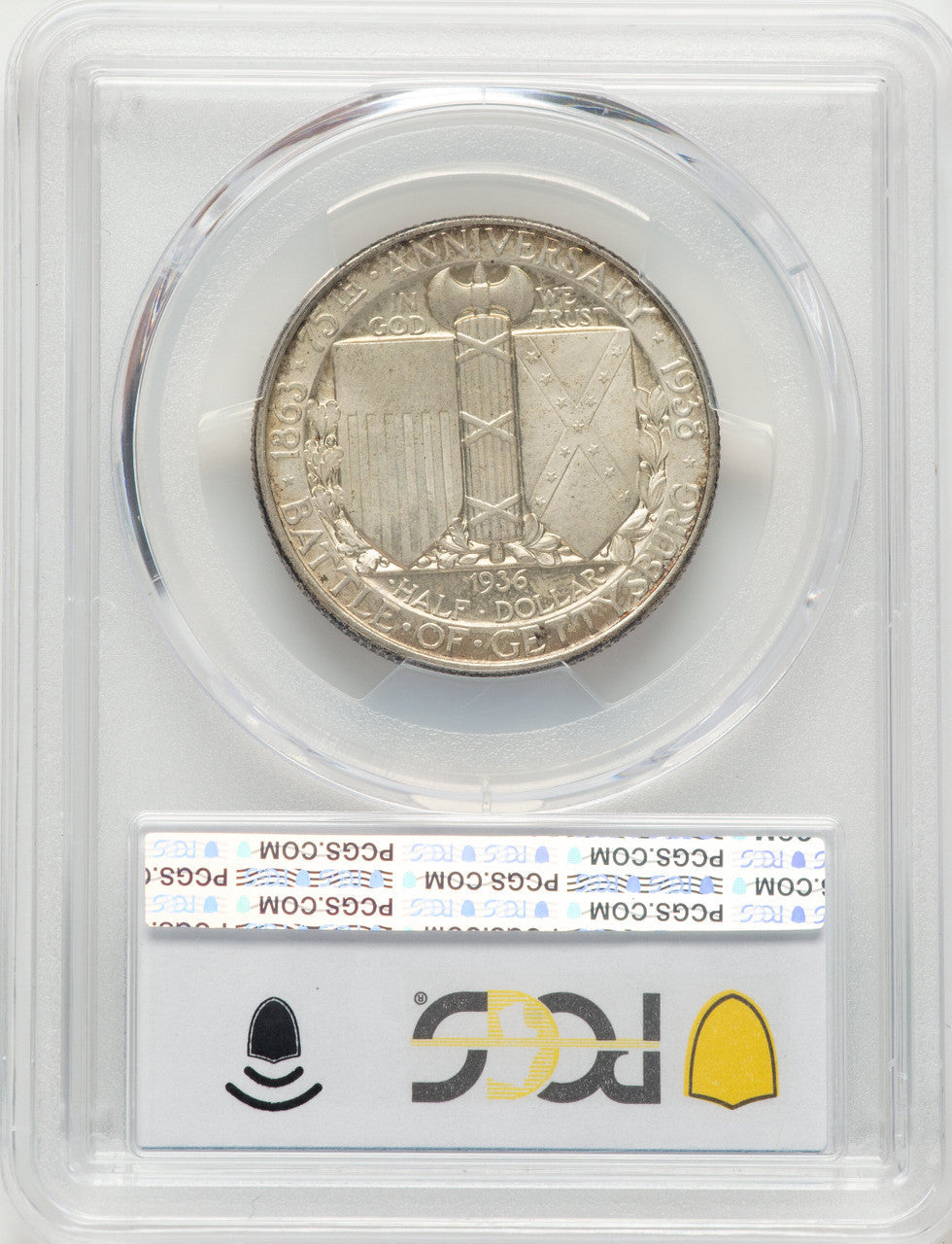 1936 50C Gettysburg CAC Commemorative Silver PCGS MS66+