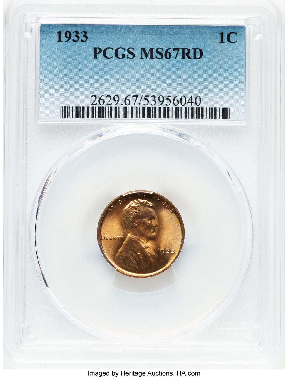 1933 1C Lincoln Cent PCGS MS67