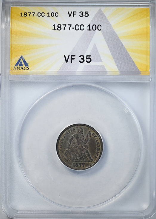 1877-CC Liberty Seated Dime 10C ANACS VF35