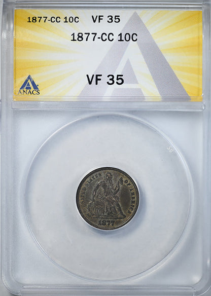 1877-CC Liberty Seated Dime 10C ANACS VF35