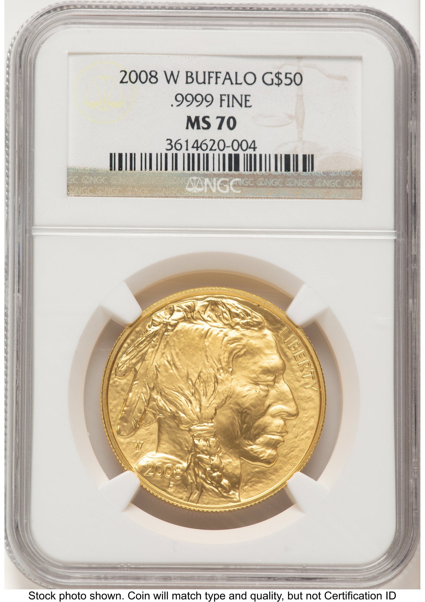 2008-W Burnished Gold Buffalo 1 oz Brown Label NGC MS70