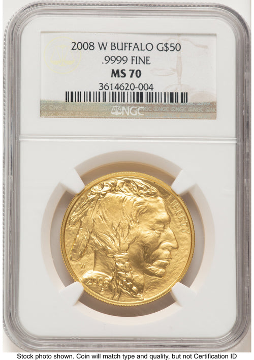 2008-W Burnished Gold Buffalo 1 oz Brown Label NGC MS70