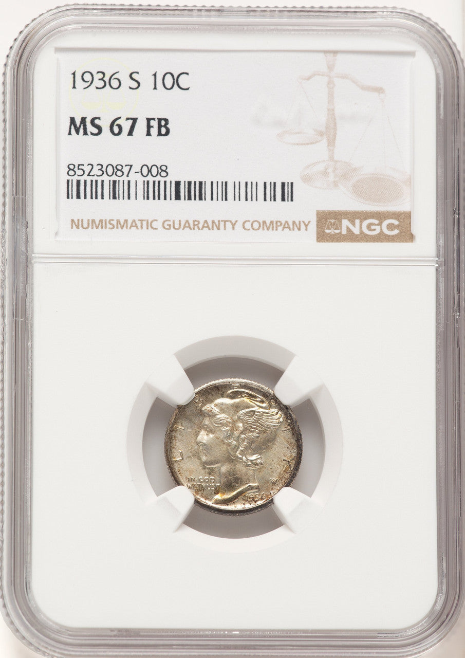 1936-S 10C FB Mercury Dime NGC MS67