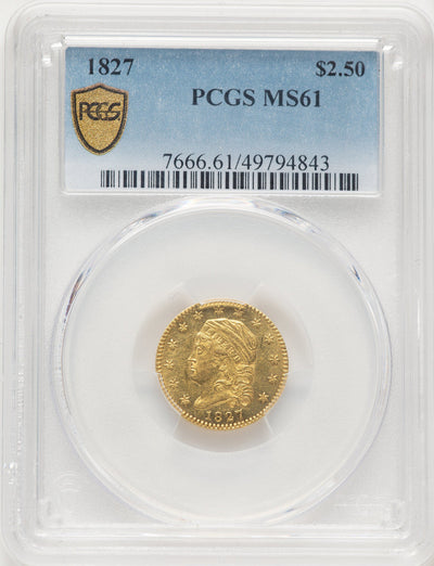 1827 $2.50 Early Quarter Eagle PCGS MS61