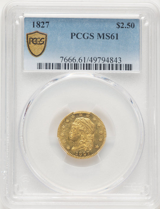 1827 $2.50 Early Quarter Eagle PCGS MS61