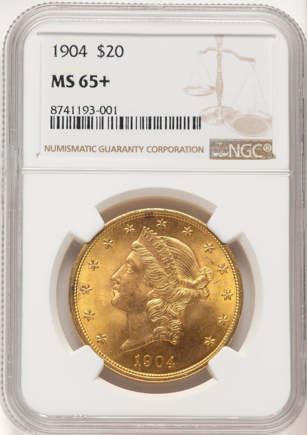1904 $20 Liberty Brown Label Liberty Double Eagle NGC MS65+