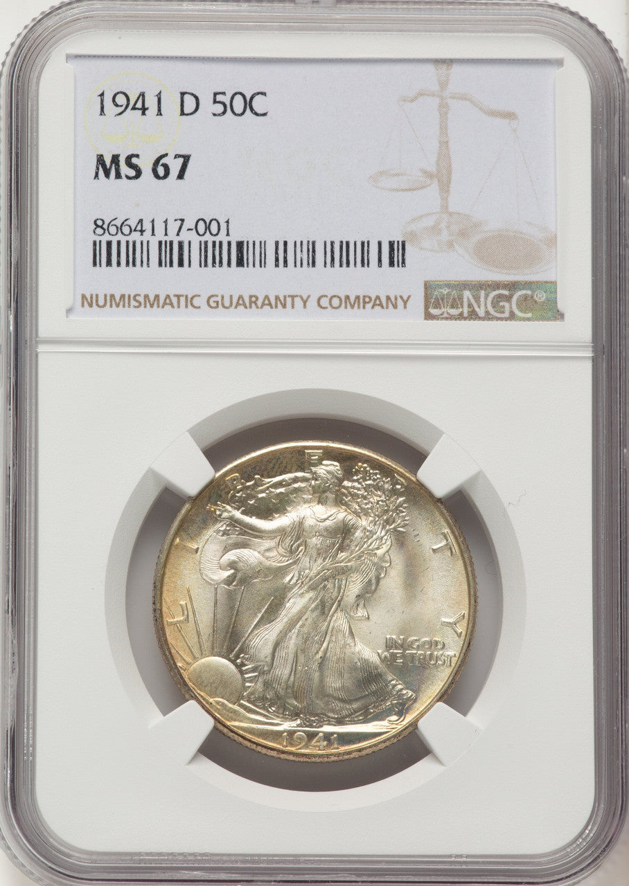 1941-D 50C Walking Liberty Half Dollar NGC MS67