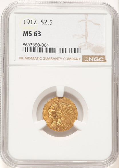 1912 $2.50 Indian Quarter Eagle NGC MS63 (783706008)