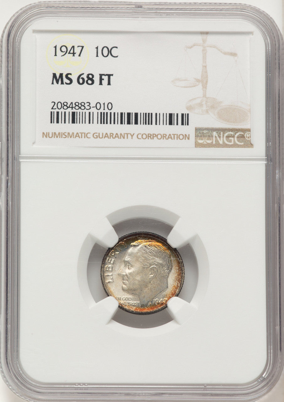1947 10C FB Roosevelt Dime NGC MS68