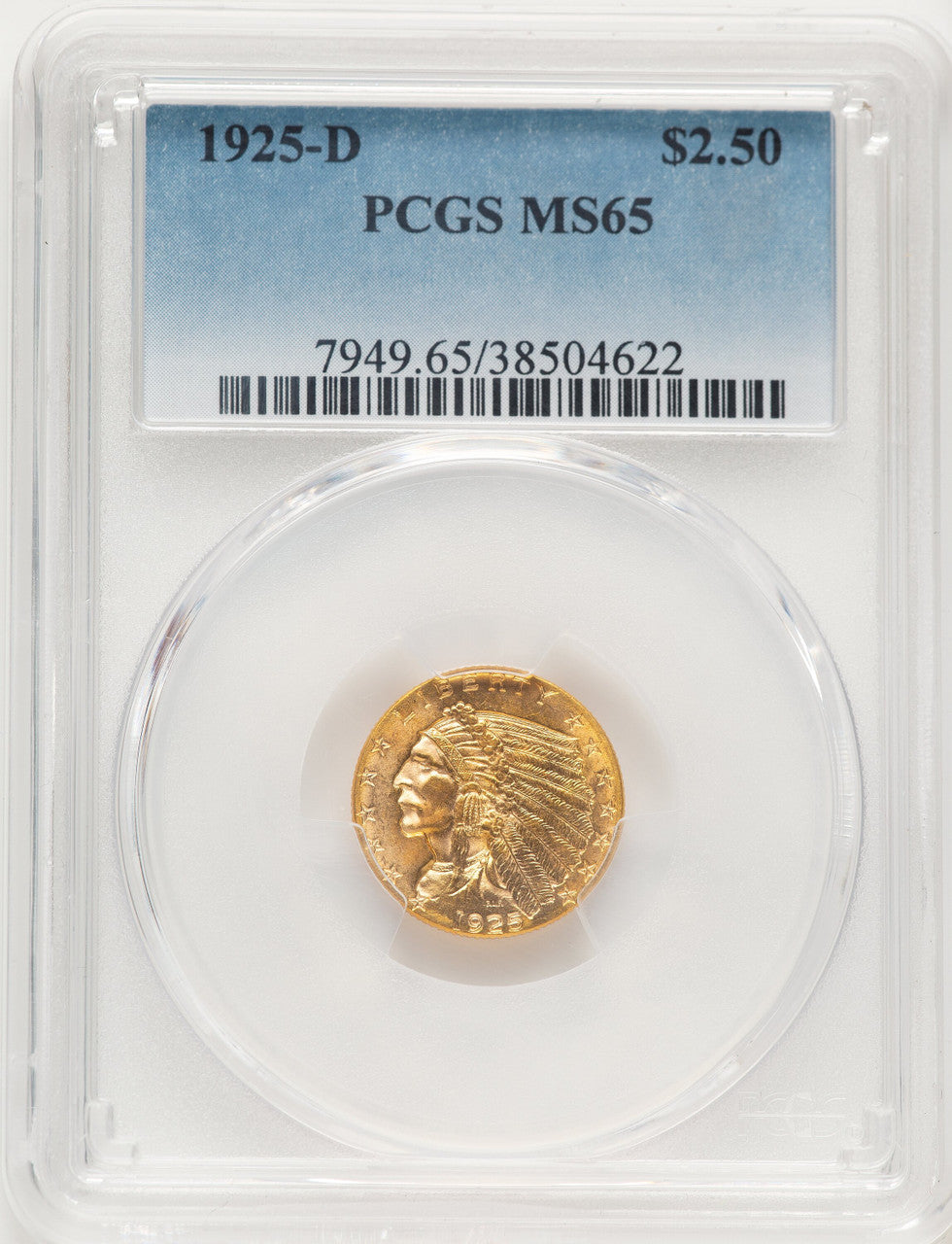1925-D $2.50 Indian Quarter Eagle PCGS MS65