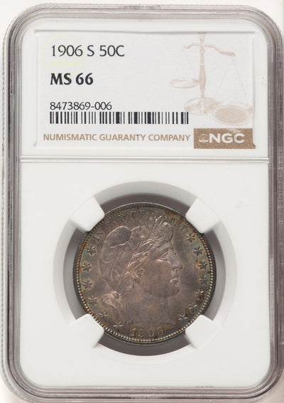 1906-S 50C Barber Half Dollar NGC MS66