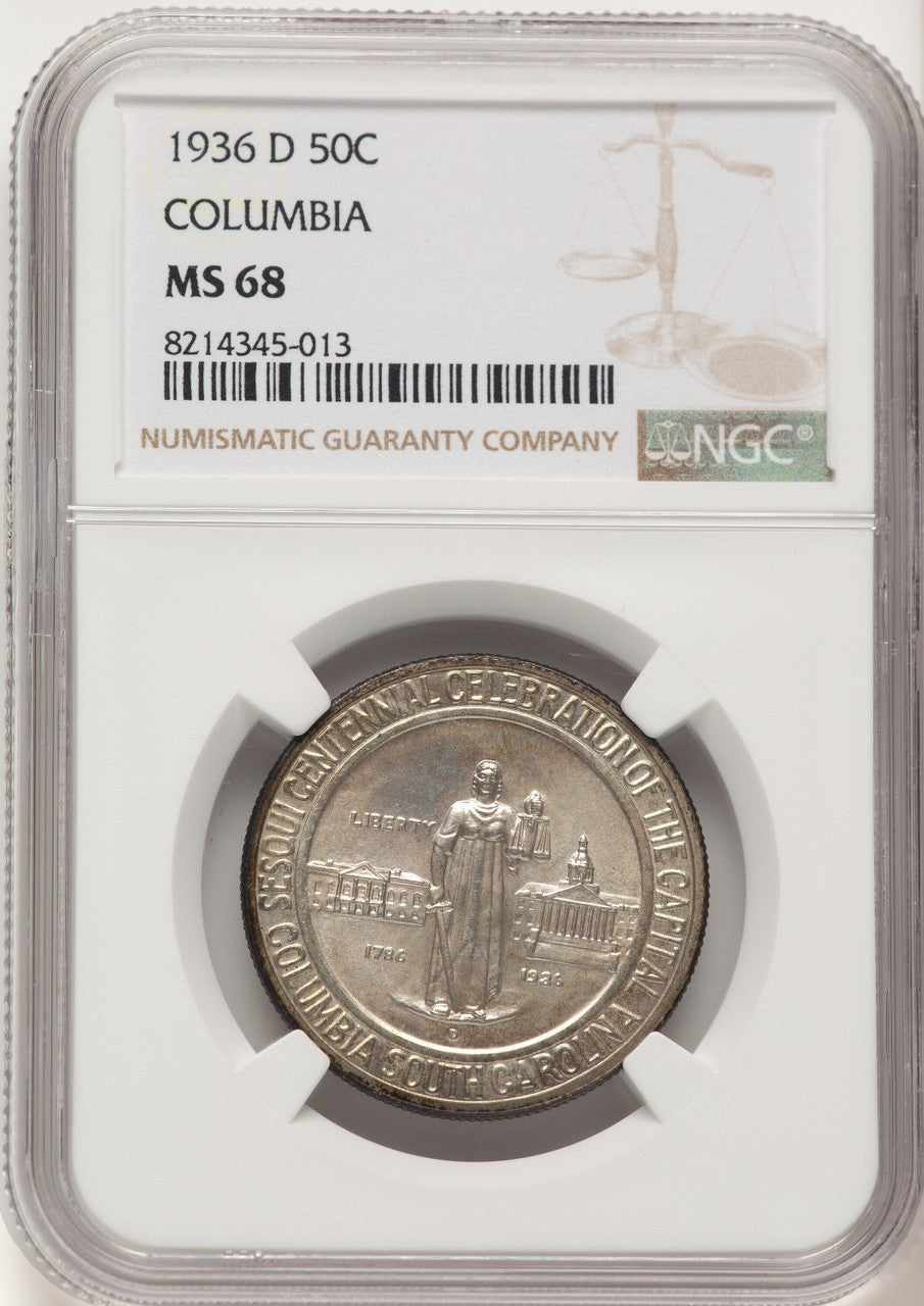 1936-D 50C Columbia Commemorative Silver NGC MS68