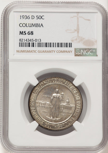 1936-D 50C Columbia Commemorative Silver NGC MS68