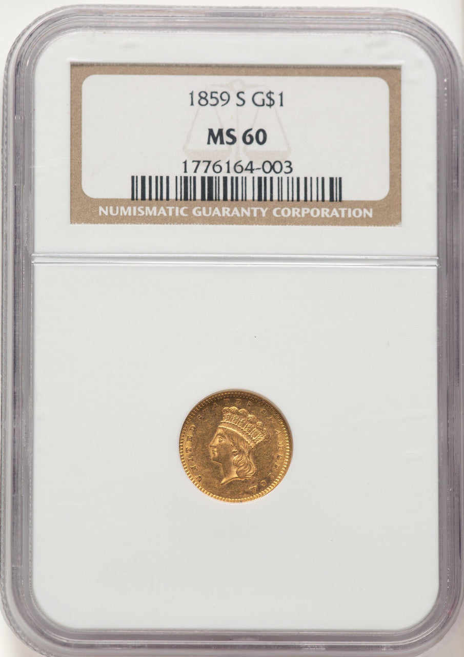 1859-S G$1 Gold Dollar NGC MS60