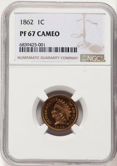 1862 1C CA Proof Indian Cent NGC PR67