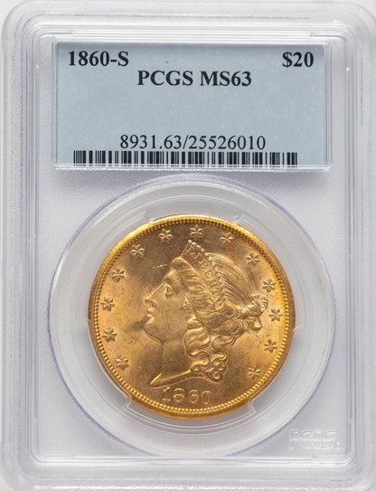 1860-S $20 Liberty Double Eagle PCGS MS63