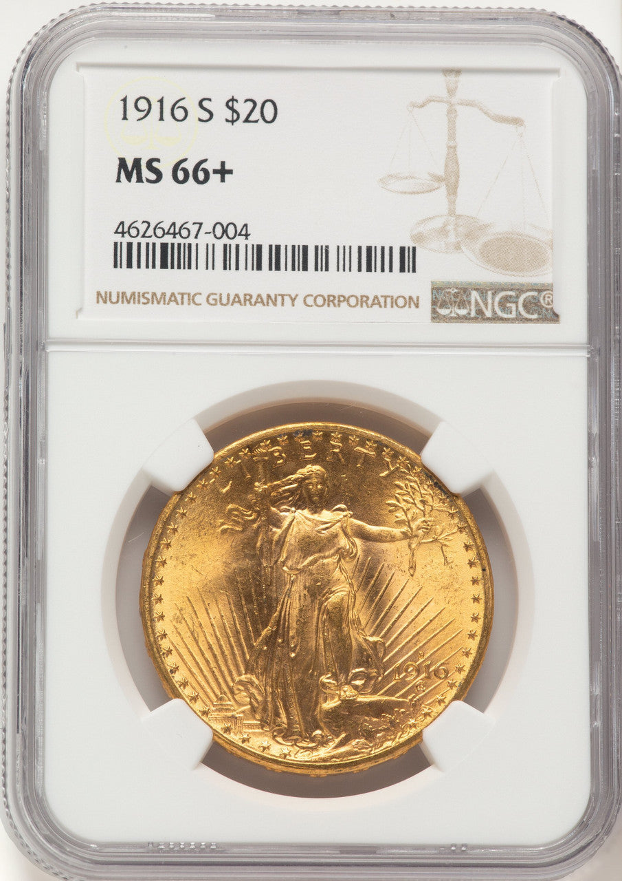 1916-S $20 Saint-Gaudens Double Eagle NGC MS66+