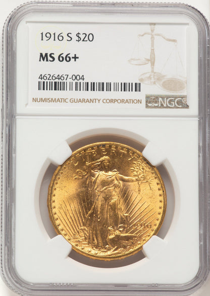 1916-S $20 Saint-Gaudens Double Eagle NGC MS66+