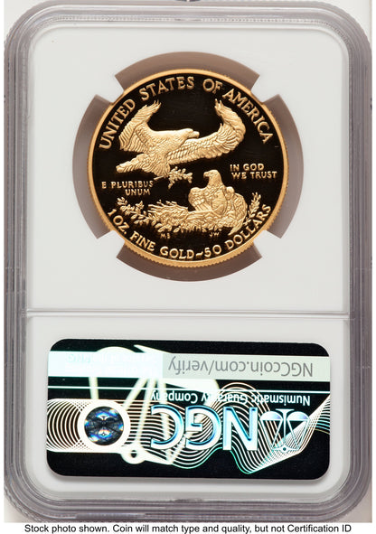 2020-W Proof Gold Eagle V75 Privy One of 1945 Struck 1 oz Brown Label NGC PF70