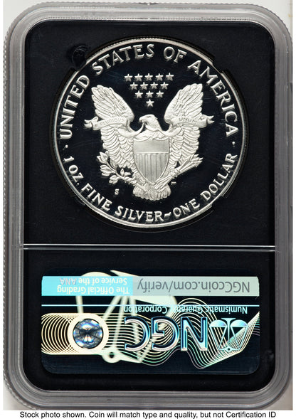 1986-S Proof Silver Eagle 1 oz John NGC PF70 Mercanti