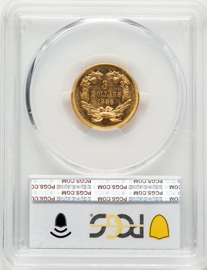 1886 $3 PL Three Dollar Gold Pieces PCGS MS61