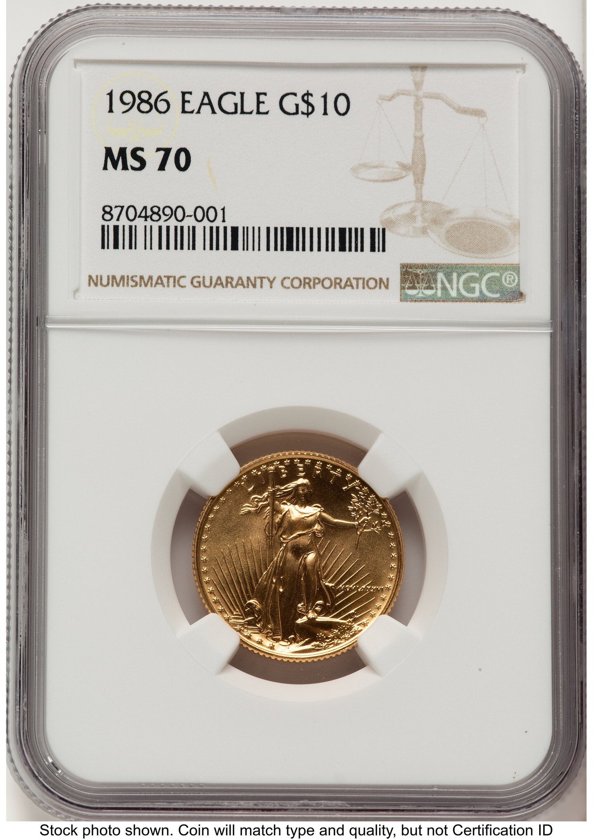 1986 Gold Eagle 1/4 oz Brown Label NGC MS70