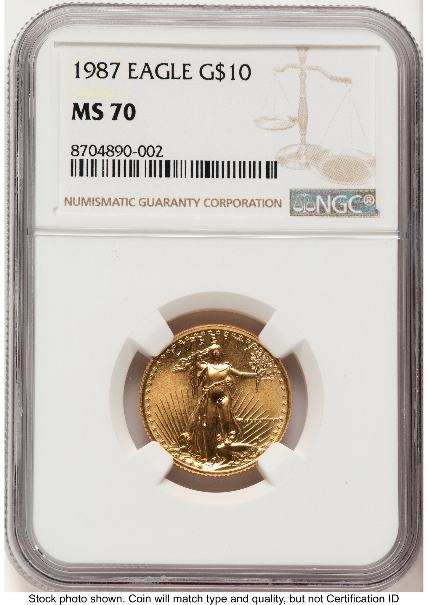 1987 Gold Eagle 1/4 oz Brown Label NGC MS70