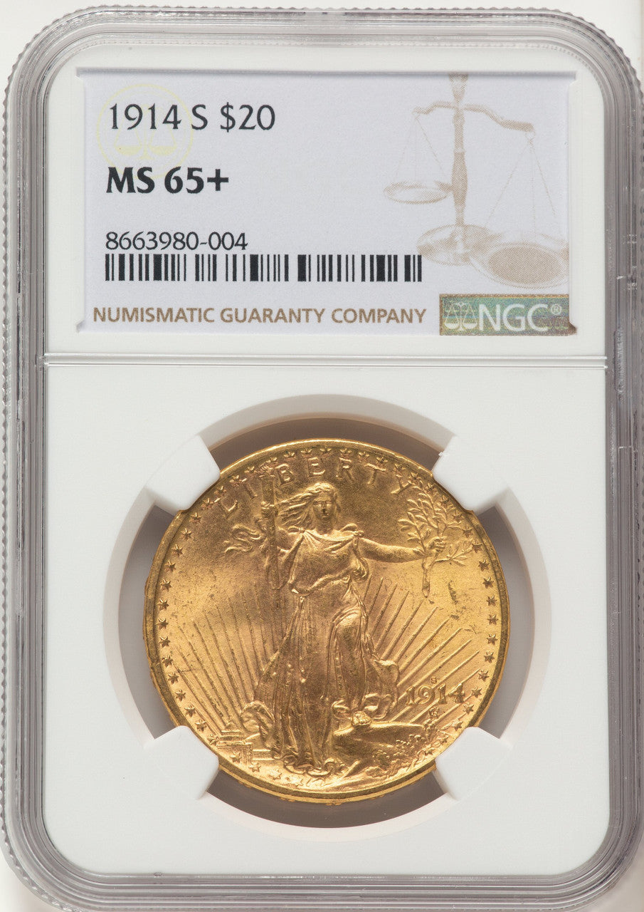 1914-S $20 Saint-Gaudens Double Eagle NGC MS65+