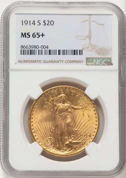 1914-S $20 Saint-Gaudens Double Eagle NGC MS65+