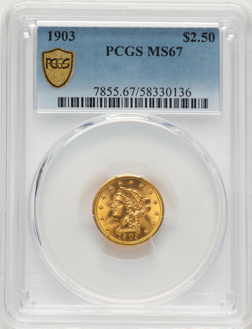 1903 $2.50 Liberty Quarter Eagle PCGS MS67
