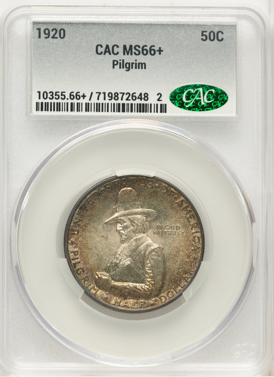 1920 50C Pilgrim CAC CACG Plus Commemorative Silver CACG MS66+