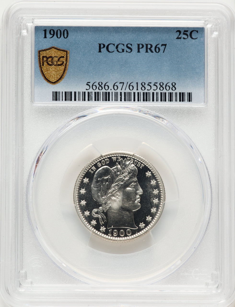 1900 25C Proof Barber Quarter PCGS PR67
