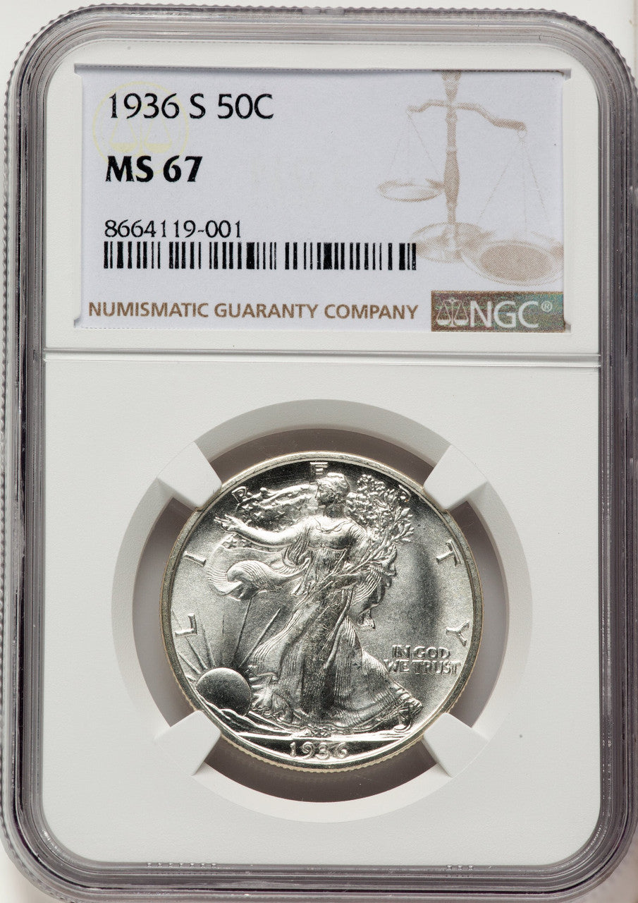 1936-S 50C Walking Liberty Half Dollar NGC MS67