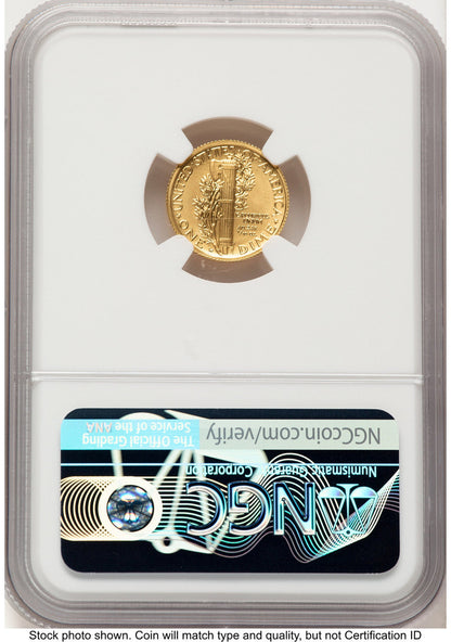2016-W 10C Mercury Dime 100th Anniversary Gold Centennial ER Mike Castle NGC MS70