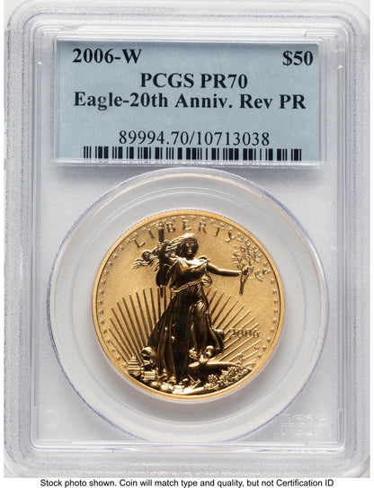 2006-W Reverse Proof Gold Eagle 1 oz Blue Label PCGS PR70