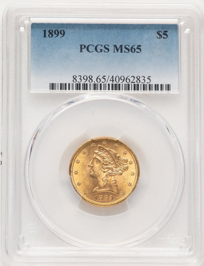 1899 $5 Liberty Half Eagle PCGS MS65