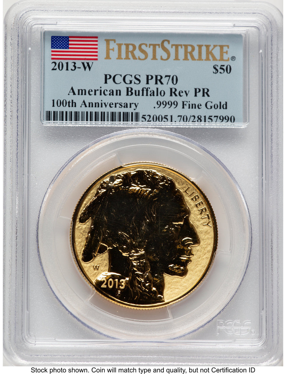2013-W Reverse Proof Gold Buffalo 1 oz FS Flag PCGS PR70