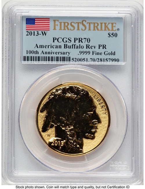 2013-W Reverse Proof Gold Buffalo 1 oz FS Flag PCGS PR70
