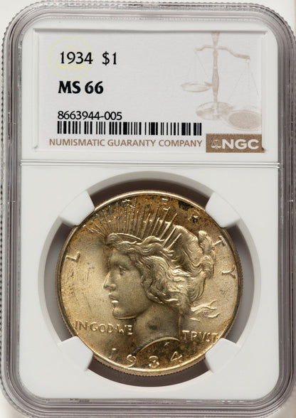 1934 Peace Dollar NGC MS66