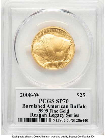 2008-W Burnished Gold Buffalo 1/2 oz Reagan Legacy Series Michael Reagan Picture PCGS MS70