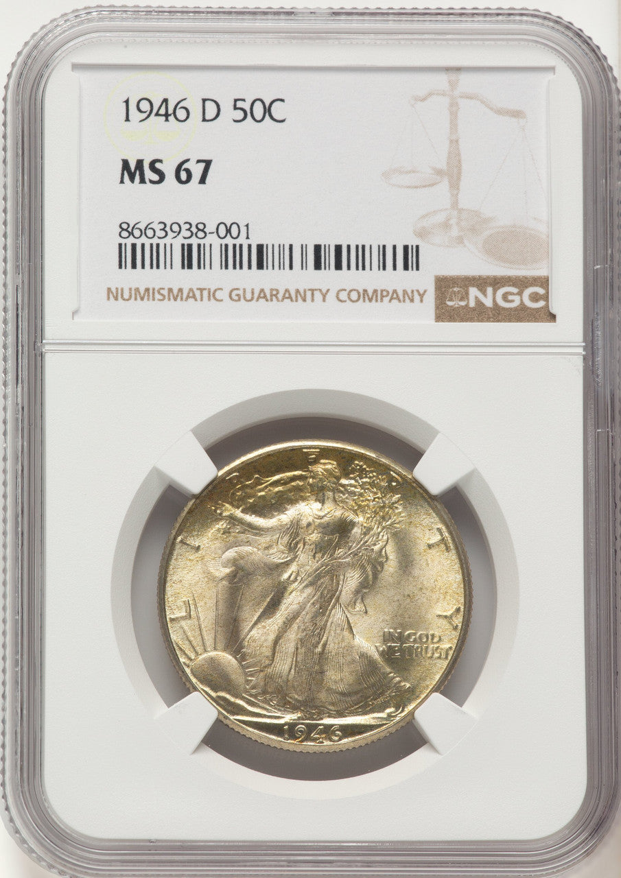 1946-D 50C Walking Liberty Half Dollar NGC MS67