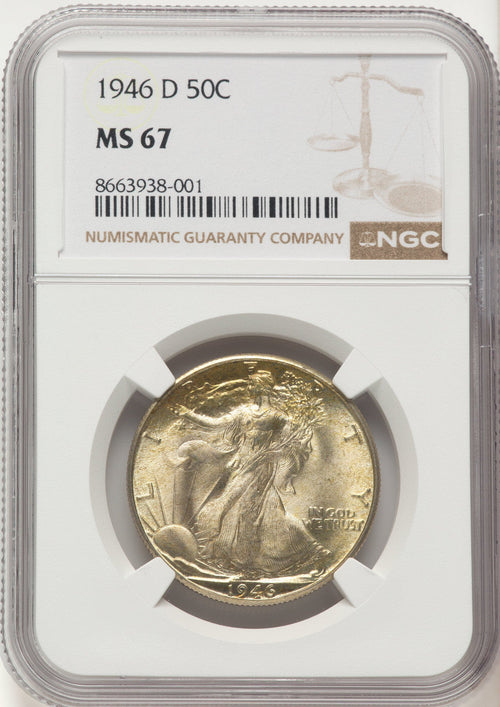 1946-D 50C Walking Liberty Half Dollar NGC MS67