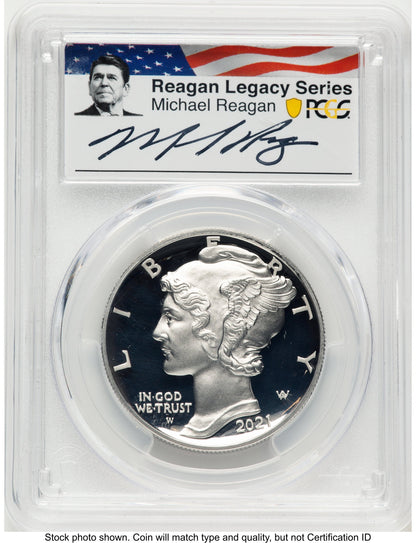 2021-W Palladium Eagle 1 oz FDI Reagan Legacy Series Michael Reagan Picture PCGS PR70