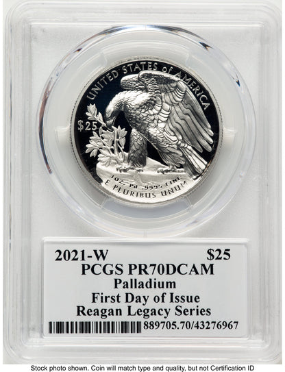 2021-W Palladium Eagle 1 oz FDI Reagan Legacy Series Michael Reagan Picture PCGS PR70