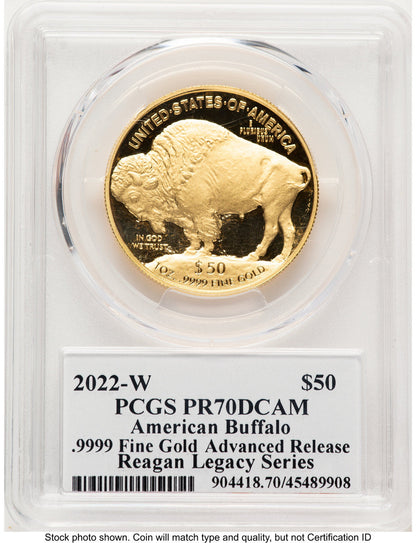 2022-W Proof Gold Buffalo 1 oz AR Reagan Legacy Series Michael Reagan Picture PCGS PR70 (784187003)